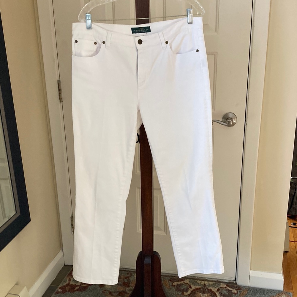Lauren Ralph Lauren classic straight leg white jean. Size 12